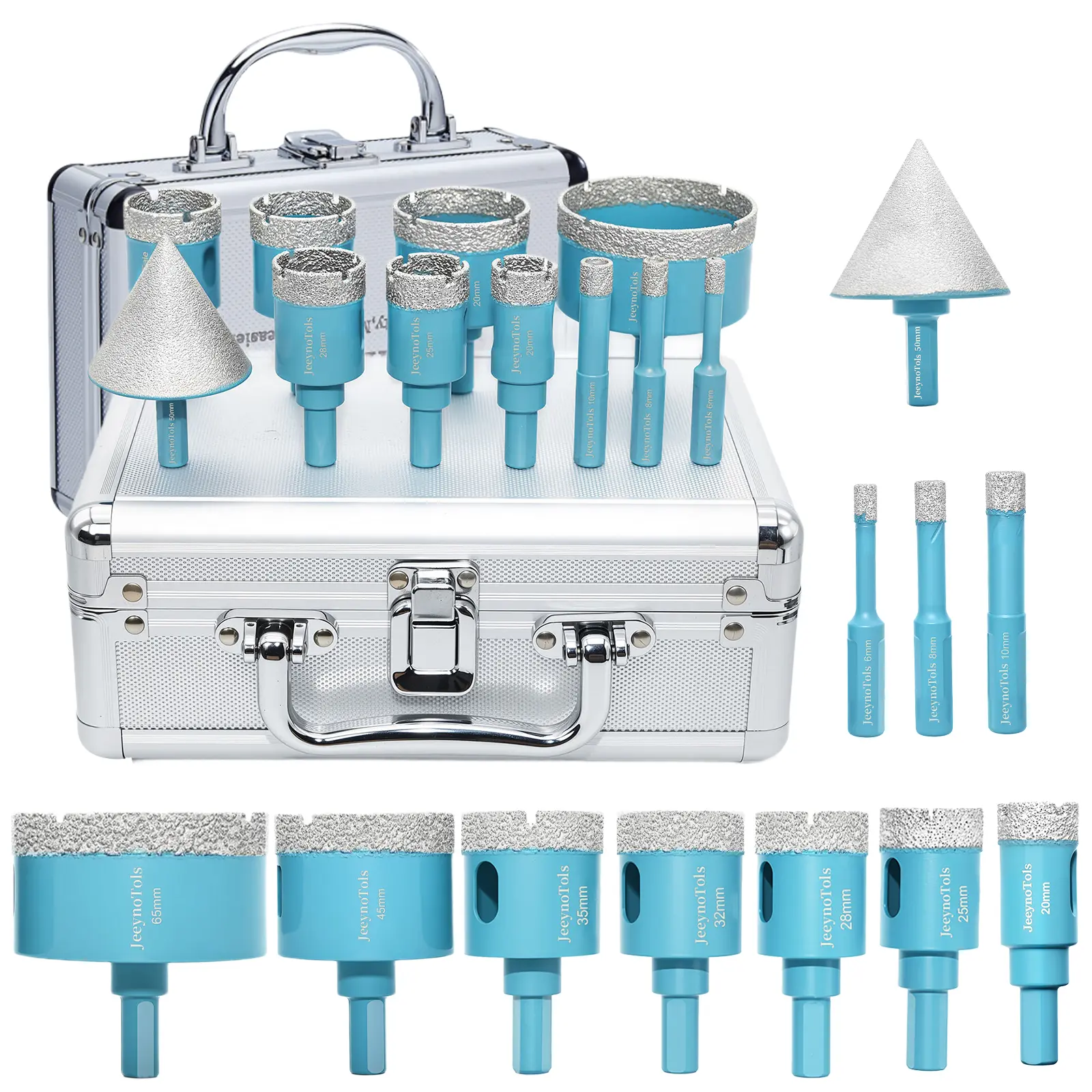 11pcs Dry Dry Diamond Title Drill Bits Set,Trangle Shank Thread,Drill Bit & Chamfer Milling Bit for Ceramic Tile Marble Porcelain Diamond Core Drill Bits,Diamond Core Drill Bits,Diamond Hole Saw Drill Bits Tool Accessories Cutting