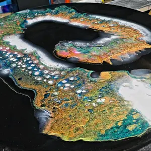 18" Round Abstract Art Piece with Vibrant Colors and Unique Texture