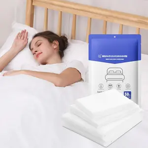 4 count Disposable Bed Sheet  Size, Travel Sheet for Hotel, Disposable Sheet for Travel Bedding Cover Portable Sheet with 1 Quilt Cover, 1 Sheet and 2 Pillowcase for Travel Business Trip  Hotel