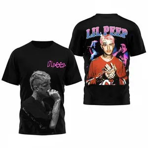 Women's Short-Sleeve Cotton Crew Neck Graphic T-Shirt - Fitted Clothes, Lil Peep Broken Heart Angel Print, Vintage Emo Rap Design, Sad Boy Aesthetic Streetwear, Casual Fan Gift, Shortsleeve