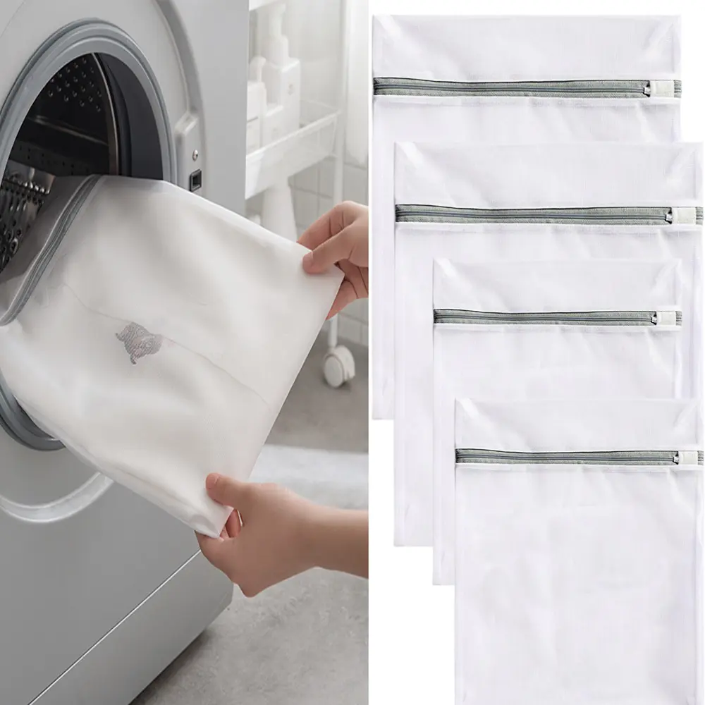4pack Heavy-Duty Honeycomb Mesh Laundry Bags for Delicates - with Auto-Lock  Zipper, Breathable Wash & Dry Bags for Lingerie, Yoga Pants, Jeans,  Delicate Garment Care, Durable Polyester Bag, Laundry Bags Set -