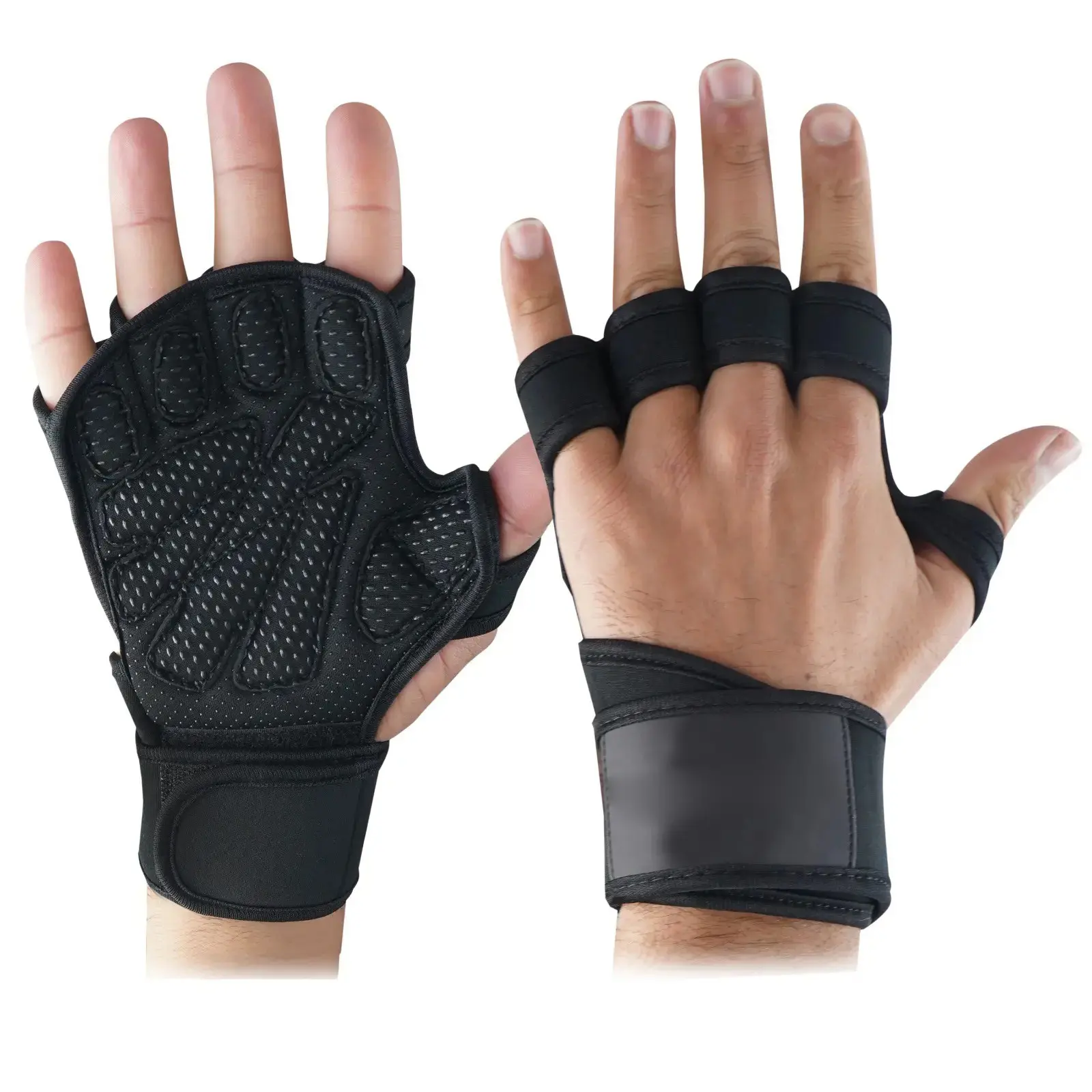 Dhabii Ventilated Workout Gloves with Wrist W Sport Fitness Weightlifting Gloves, Silicone Anti-Slip Cycling Riding Hand Protection, Durable Dive Material, Ideal for Gym & Outdoor Activities, Workout Accessories
