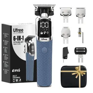 Ufree 6-in-1 Professional Beard Trimmer for Men, IPX6 Waterproof Electric Shaver Razor, Cordless Body Hair Trimmer for Mustache, Nose, Type-C Mens Gooming Kits, Birthday Valentines Gifts for Him