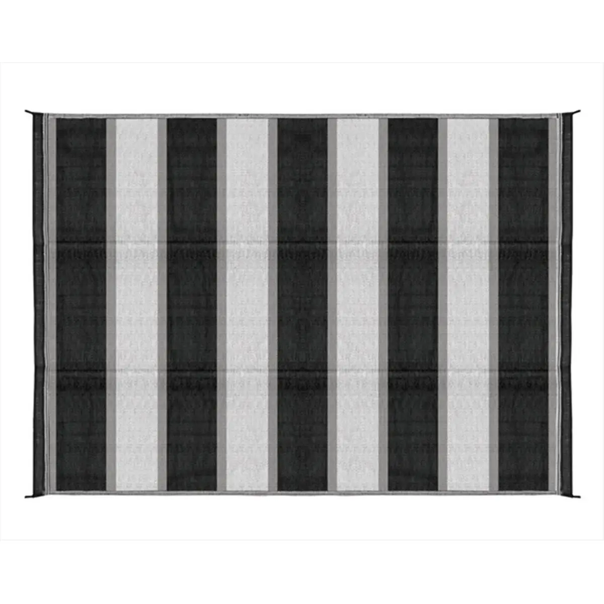 Camco 42873 Dual-Sided Reversible RV Outdoor Mat - 6x9 Ft, Charcoal Stripes, Mold-Resistant Large-Format Campground Mat, Lightweight, Easy to Fold for Storage, Large-Format Outdoor Mats