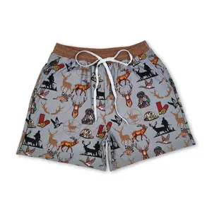 Adult Western summer print Casual beach Swim short trunks （With pockets）