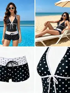 2026 New Summer Women's Two-Piece Plaid Bikini Set, Retro Sportswear, Perfect for Pool Parties and Luxury Beach Vacations
