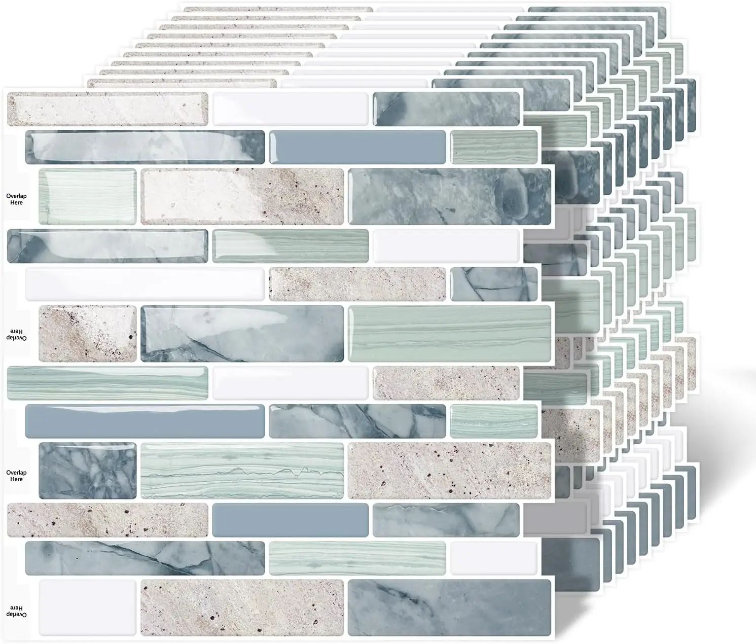 10-Piece Easy Install Self-Adhesive Square Kitchen Backsplash Tile Sheets, 12x12 in, Modern Home Decor Supplies