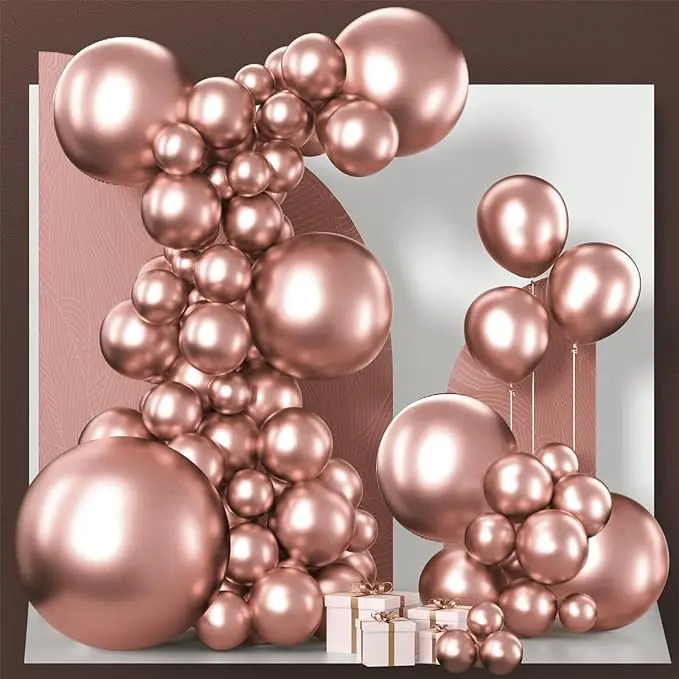 PartyWoo Rose Gold Balloons 100 pcs Different Sizes of 36 18 12 10 5 Inch Gold Balloon Arch Kit Garland for Birthday Graduation Bachelorette Bridal Shower Wedding Party Decorations Rose Gold-G107