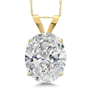 Gem Stone King 3.00 Cttw Oval 14K Yellow Gold IGI Certified Lab Grown Diamond Pendant Necklace | D-E Color VS1-VS2 Clarity | Gold Necklace For Women | With 18 Inch Gold Chain