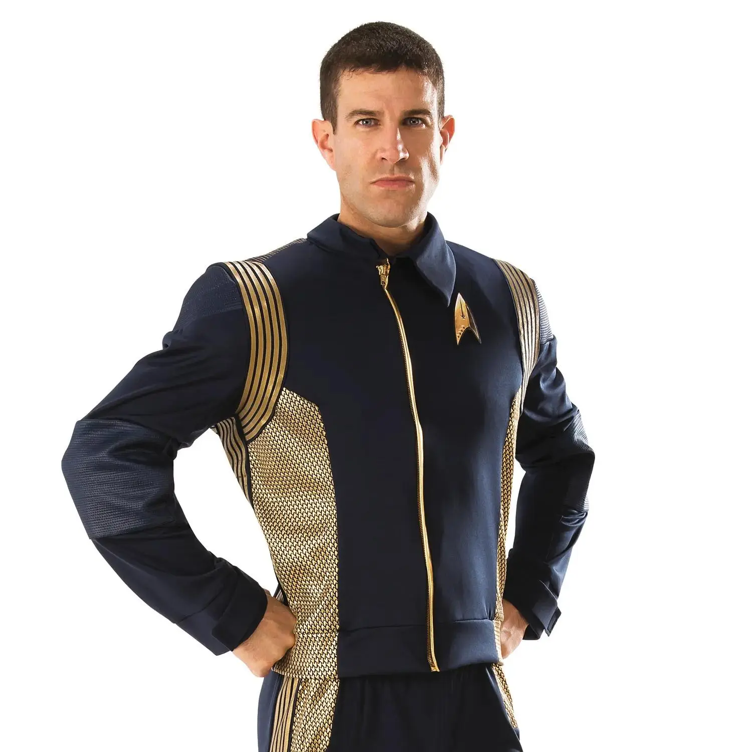 Men’s Star Trek: Discovery™ Gold Command Uniform Costume - Extra Large, Menswear, Cosplay Costume, Emblem, Polyester, Top, Clothes, Command Look, Fully Lined, Star Trek Fans