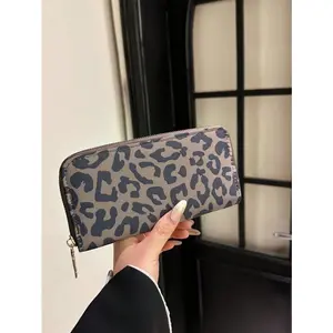New Vintage Women's Zipper Long Wallet, Leopard Print Fashion Multi-Card Slot Phone Wallet, Zipper Coin Purse, Anti-Theft Bank Card Holder, ID Card Case, Business Card Holder, Clutch For Women Money Wallet Purse Wallet Card Wallet