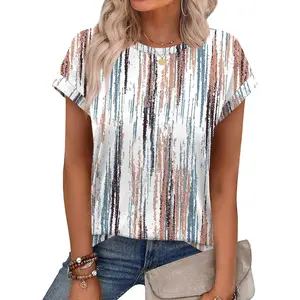 Womens Summer Tops Short Sleeve Shirts Crew Neck Cute Trendy Tunic Blouses (S-3XL)
