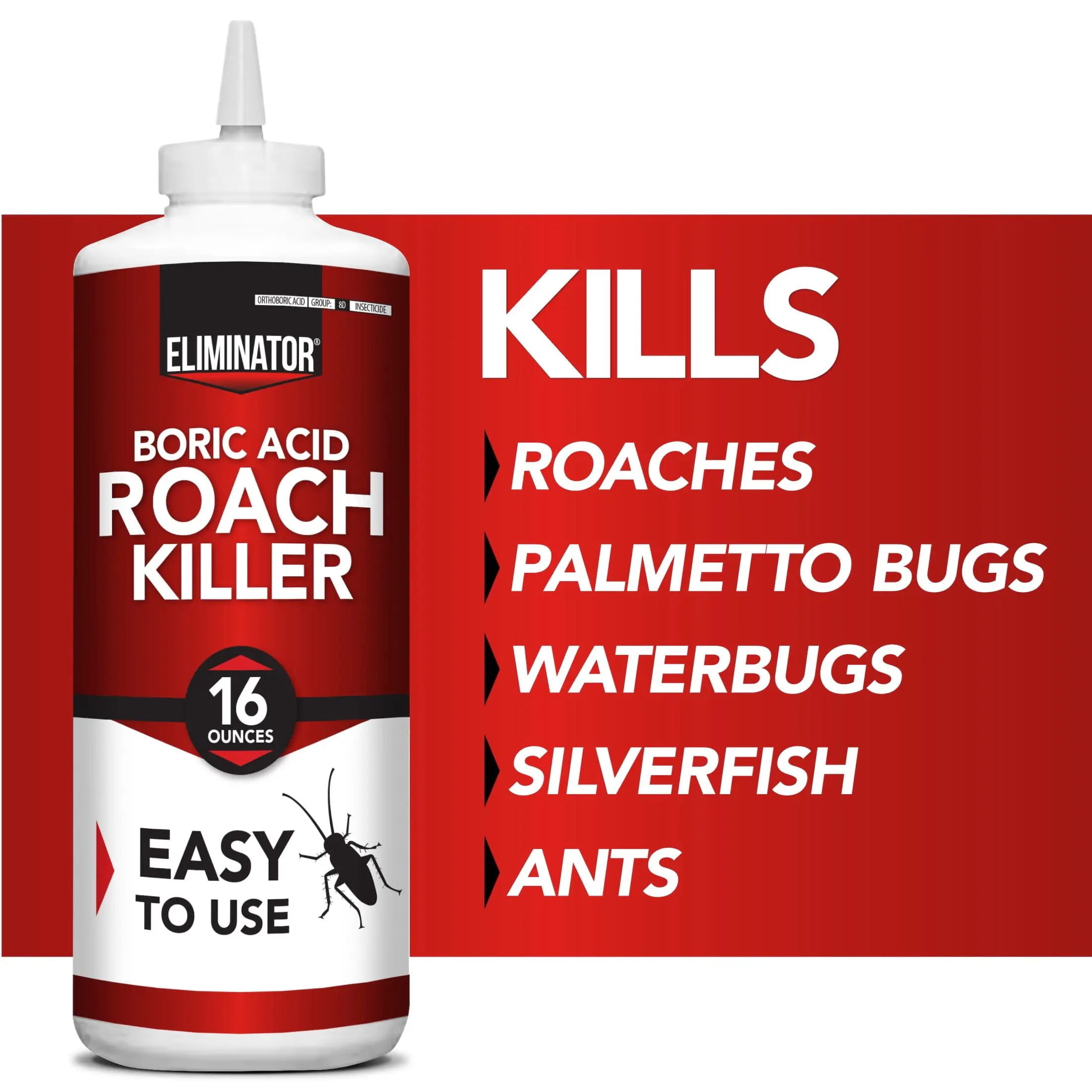 16 oz Boric Acid Roach Killer Powder, Long-Lasting Indoor Insect Control for Roaches, Ants, Silverfish, Waterbugs & Palmetto Bugs