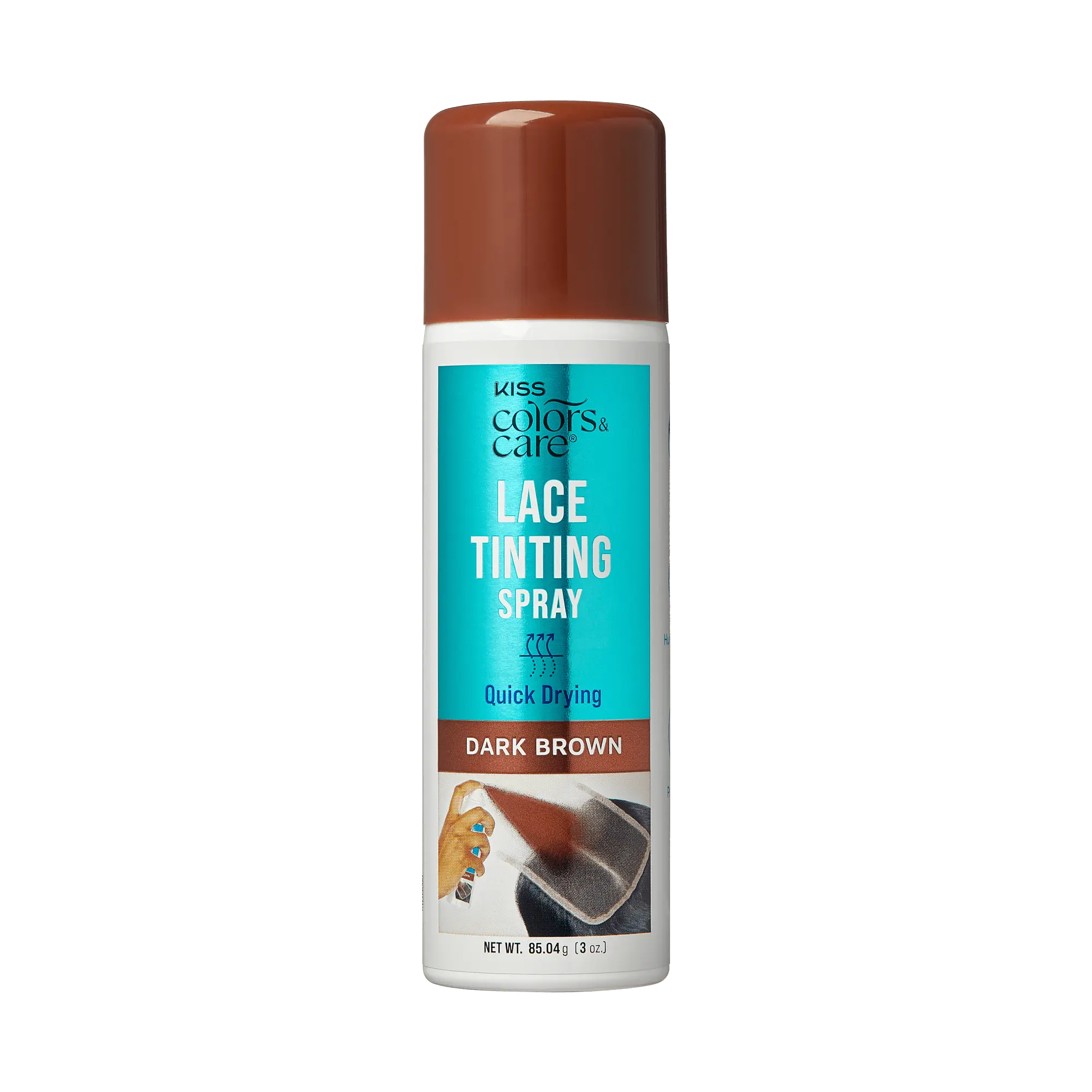 Kiss Colors & Care Lace Tinting Spray | Lace Front Wig Spray, Quick Drying, Transfer Proof, Dark Brown, Hair Care