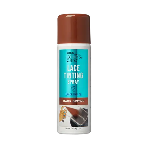 Kiss Colors & Care Lace Tinting Spray | Lace Front Wig Spray, Quick Drying, Transfer Proof, Dark Brown, Hair Care