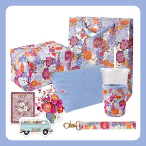 Mother's Day Gift Bundle of accessories | The perfect gift for mom this spring | Includes cosmetic bag, travel bag, gift bag, wristlet, drink sleeve and stickers
