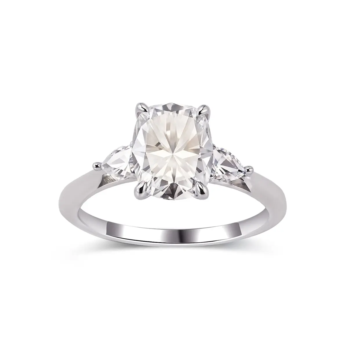 (Elongate Cushion Cut 3CT) 925 Sterling Silver Synthetic Moissanite Rings