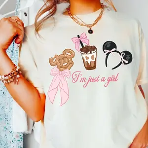 Comfort Color I Am Just A Girl Shirt, Coquette Bows Graphic Tee, Magic Kingdom Vacation Shirt, #EPCOTTT Snack Lover Outfit KDJGY