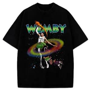 Victor Wemby Space Monstar Basketball Jam 90's Vintage Style Retro Custom Graphic Design T-Shirt