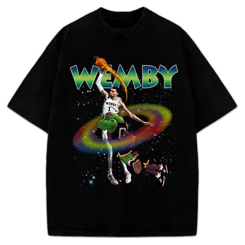 Victor Wemby Space Monstar Basketball Jam 90's Vintage Style Retro Custom Graphic Design T-Shirt