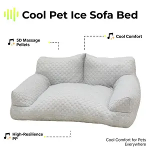 Cooling Pet Ice Silk Sofa, 22°c Cool Comfort, 5D Massage Beads, Durable Breathable High Resilience PP Cotton, Ideal for Cats and Dogs