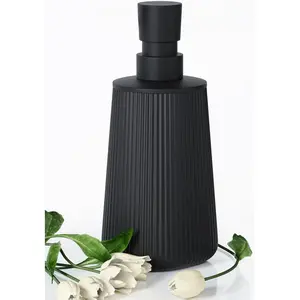 Matte Black Soap Dispenser for Kitchen, Modern Plastic Dish & Hand Soap Dispenser with Pump for Bathroom, Small Refillable Liquid Soap & Lotion Dispenser