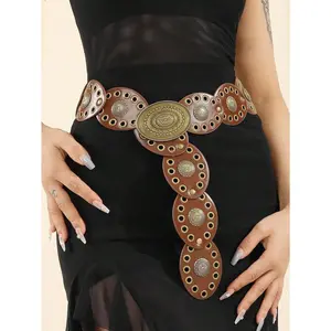 Women's Western Style Chunky Belt Wide Disco Belt Circle Y2k Belts