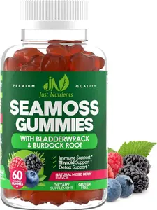 Sea Moss 3000mg Gummies with Bladderwrack and Burdock Root - Natural Irish Sea Moss for Immune, Thyroid and Detox Support - Extra Strength, Great Tasting - Gluten