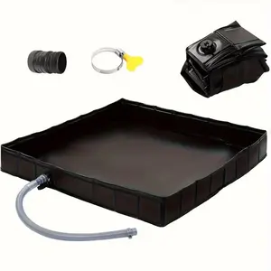 Portable Foldable Camping Shower Basin with Drainage Hose and Clamp - Durable PVC Outdoor Shower Tray for Tents, Camping, RVs, Pet Bathing and Fishing Storage, Outdoor Showering
