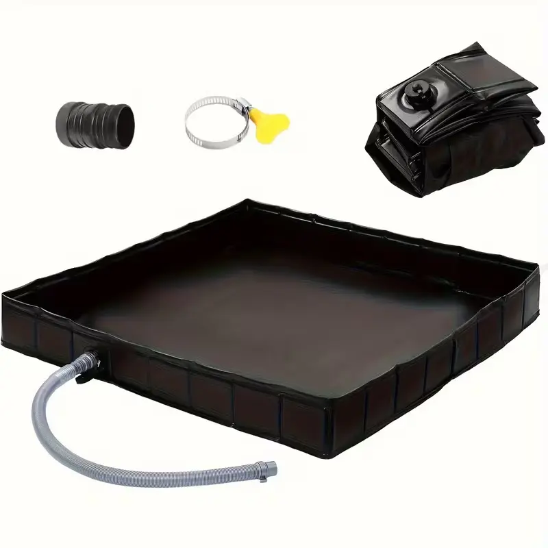 Portable Foldable Camping Shower Basin with Drainage Hose and Clamp - Durable PVC Outdoor Shower Tray for Tents, Camping, RVs, Pet Bathing and Fishing Storage, Outdoor Showering