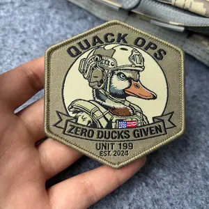 "Quack Ops" Tactical Duck Embroidered Patch Hook and Loop Badge for Backpack Vest Hat Clothing Given