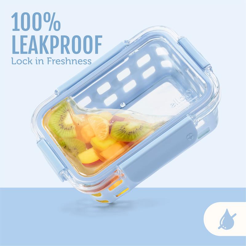 Ello Duraglass™ Meal Prep Containers Set of 5 BPA Free Airtight Food Storage with Leak-Proof Lid Microwave & Oven Safe Kitchen Utensils