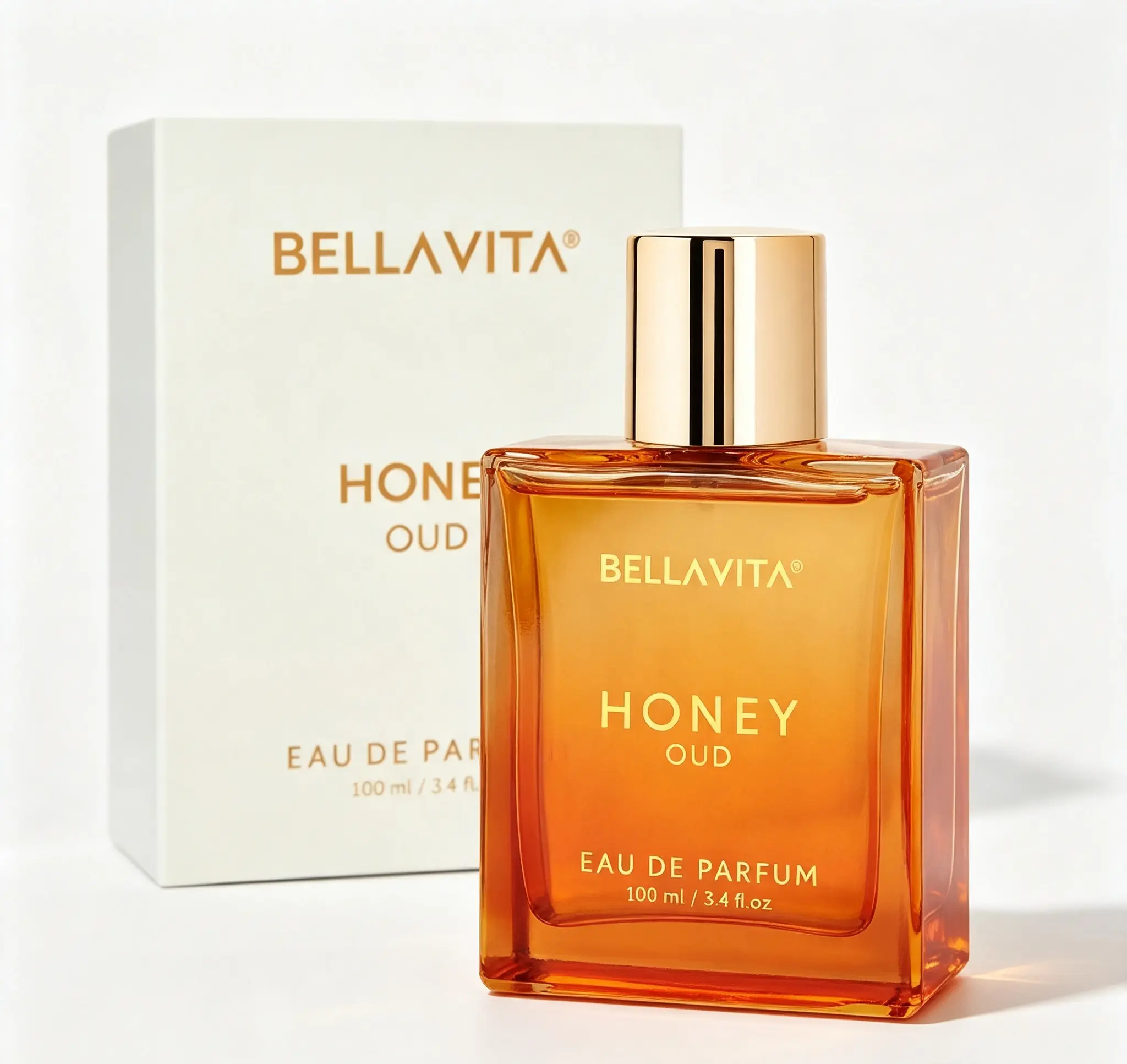 Bella Vita Luxury Honey Oud Eau de Parfum 100ml / 3.4 fl oz – Patchouli, Vanilla, Bergamot, Floral & Spicy Unisex Fragrance with Vegan Essential Oils, Long-Lasting, Perfect Valentine's Gift