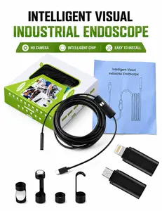 3-in-1 Endoscope Camera, 5m Rigid Cable, 1920P HD 2.0MP Borescope, IP67 Waterproof Inspection Camera, Compatible with iPhone/Android/Type-C for Automotive, Plumbing, and Home Use