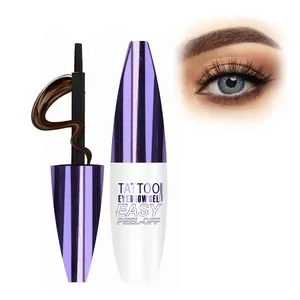Easy Peel Off Eyebrow Gel, Dark Brown Tattoo Eyebrow Gel Easy Peel Off for Women, Up to 3 Days Waterproof & Long Lasting Brow Color, Brow Makeup