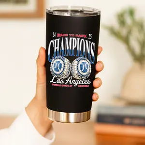 BNB Baseball Gifts - LA Champions Black 20oz & 30oz Tumbler, 2025 LA Champions Cup, Christmas Gift for LA Fans Friends Family Coworker Gift, Travel Mug, Coffee Cup For Hot Cold Beverage Tumbler Drinkware Flasks
