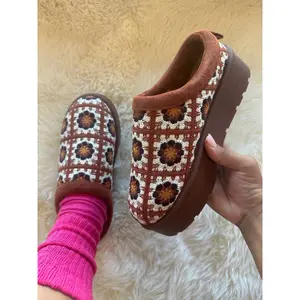 FROSTY-41 Brown Multi Slip On Clog - Closed Toe, Faux Fur Lining