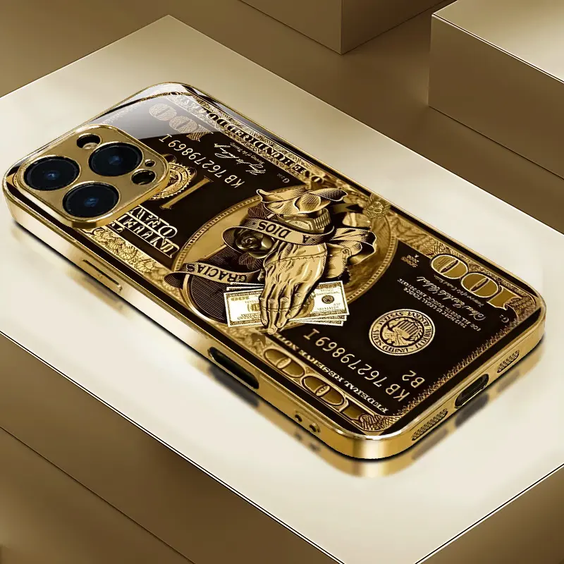 New 2026 Released Holding Wealth Creative for iPhone Ultra-Thin Hot Sale Creative Phone Case, Gold Plating Transparent Full Cover, Lens Protective Film, Frame Drop-Resistant, Scratch-Resistant Back for iPhone 15 14 13  perfect Gift for Women and Men,
