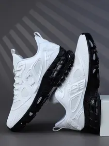 Men's Low-Top Function Sports Shoes, Geometric Skeleton Structure, Transparent Bubble Sole, Breathable Mesh Training Shoes, Sporty Sneakers