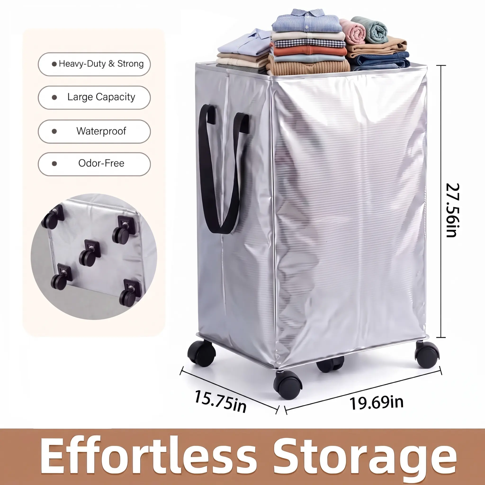 Extra Large Foldable Rolling Storage Bag with Wheels, Foldable Zipper Clothes Storage Organizer, Heavy-Duty Multipurpose Storage Bag, Shopping Storage Bag, Camping Storage Bag, Dormitory Storage Bag