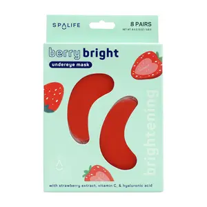 Berry Bright Brightening Undereye Masks with Strawberry Extract, Vitamin C, & Hyaluronic Acid - 8 Pairs
