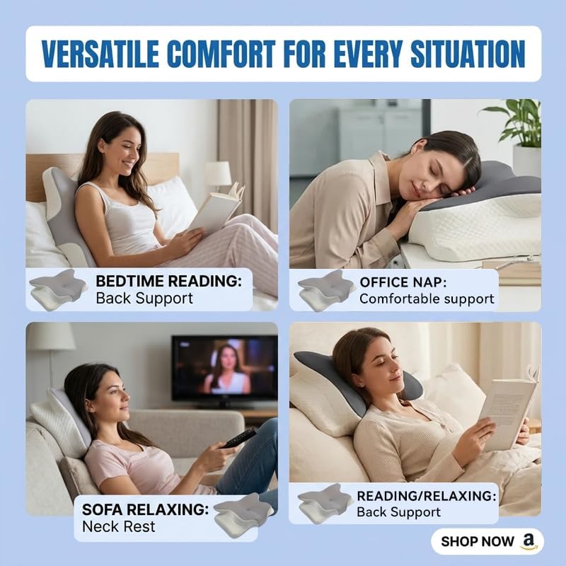 WKEFF Memory Foam Nap Pillow, Height-adjustable Body Pillow, Leg Support Pillow, Ergonomic Prone Pillow, Bedside Pillow, Couple Wedge Pillow for Phone Use, Multi-functional Pillow with Removable and Washable Cover for Home and Office Use