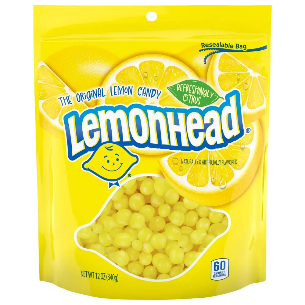 Lemonhead Hard Lemon Candy AKF18 Refreshingly Citrus 12 oz Resealable Bag Sweet & Sour Lemony Snack