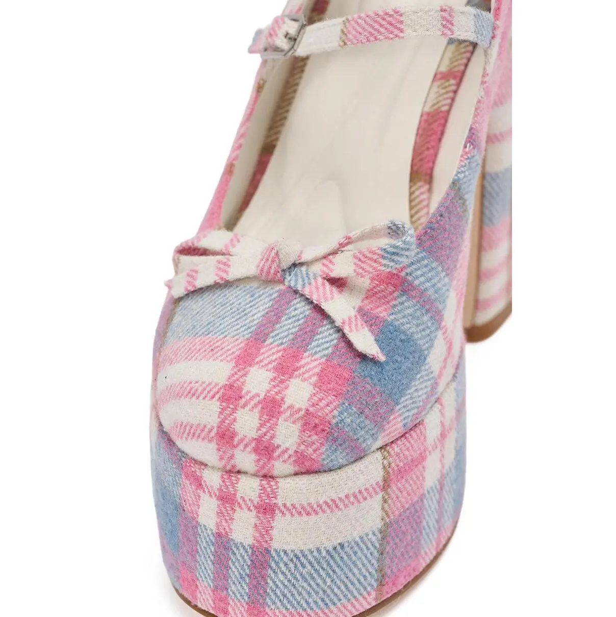 AZALEA WANG SPROUT PINK PLAID CHUNKY PUMP - TikTok Shop