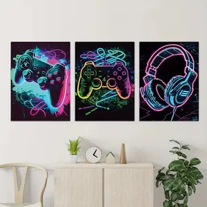 3pcs/set Game Controller Headphone Canvas Painting Posters and Prints Gamer Decor Wall Art Canvas Pictures for Living Room Unframed Painting