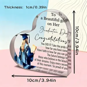 Graduation Gift for Her Him Acrylic Heart Plaque Inspirational Keepsake for Daughter Son Sister Friend Class of 2026 Decor