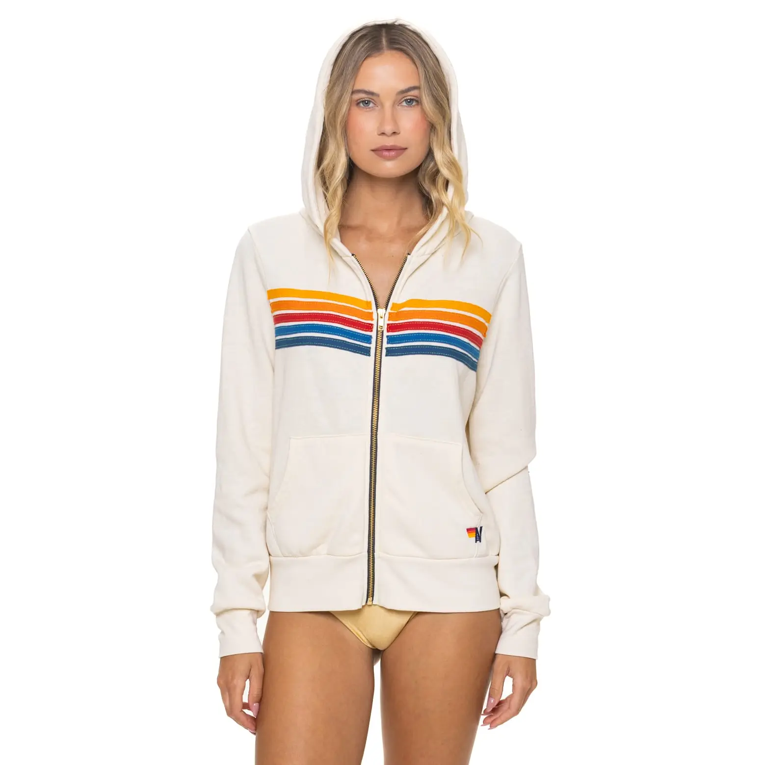 5 STRIPE HOODIE - VINTAGE WHITE