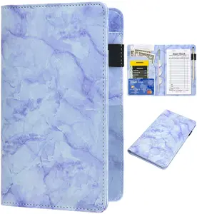 Server Books for Waitress - Marble Texture Leather Waiter Book Server Wallet with Zipper Pocket Organizer with Money Pocket