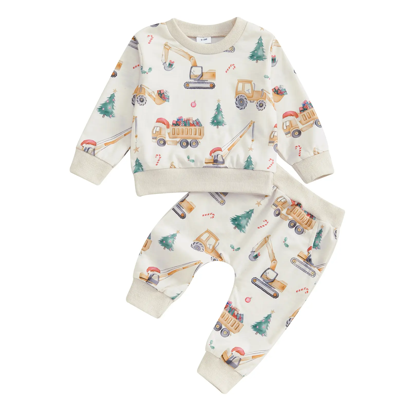 Meihuida Toddler Baby Boys Christmas Clothes Outfits Truck Print Long Sleeve O-neck Sweatshirts Long Pants Xmas Outfits
