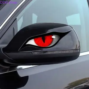 Horror Raptor Eye Car Decals, Waterproof Red Evil Eye Stickers, Sunscreen & Scratch Cover, Creative Rearview Mirror Decor, Spooky Auto Accessory for Safety & Style